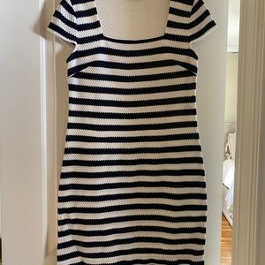 Diane von Furstenberg  Navy/white stripe dress.